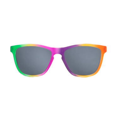 Front view of adult rainbow sunglasses